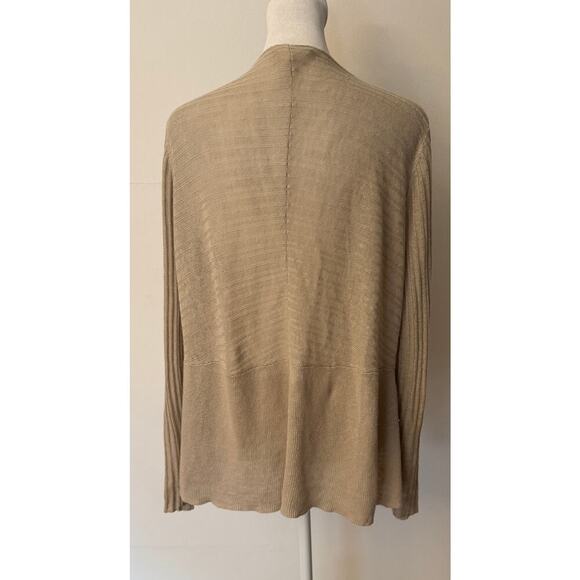 EILEEN FISHER Organic Linen Lightweight Ribbed Textured Open Cardigan Size Large - Picture 4 of 7